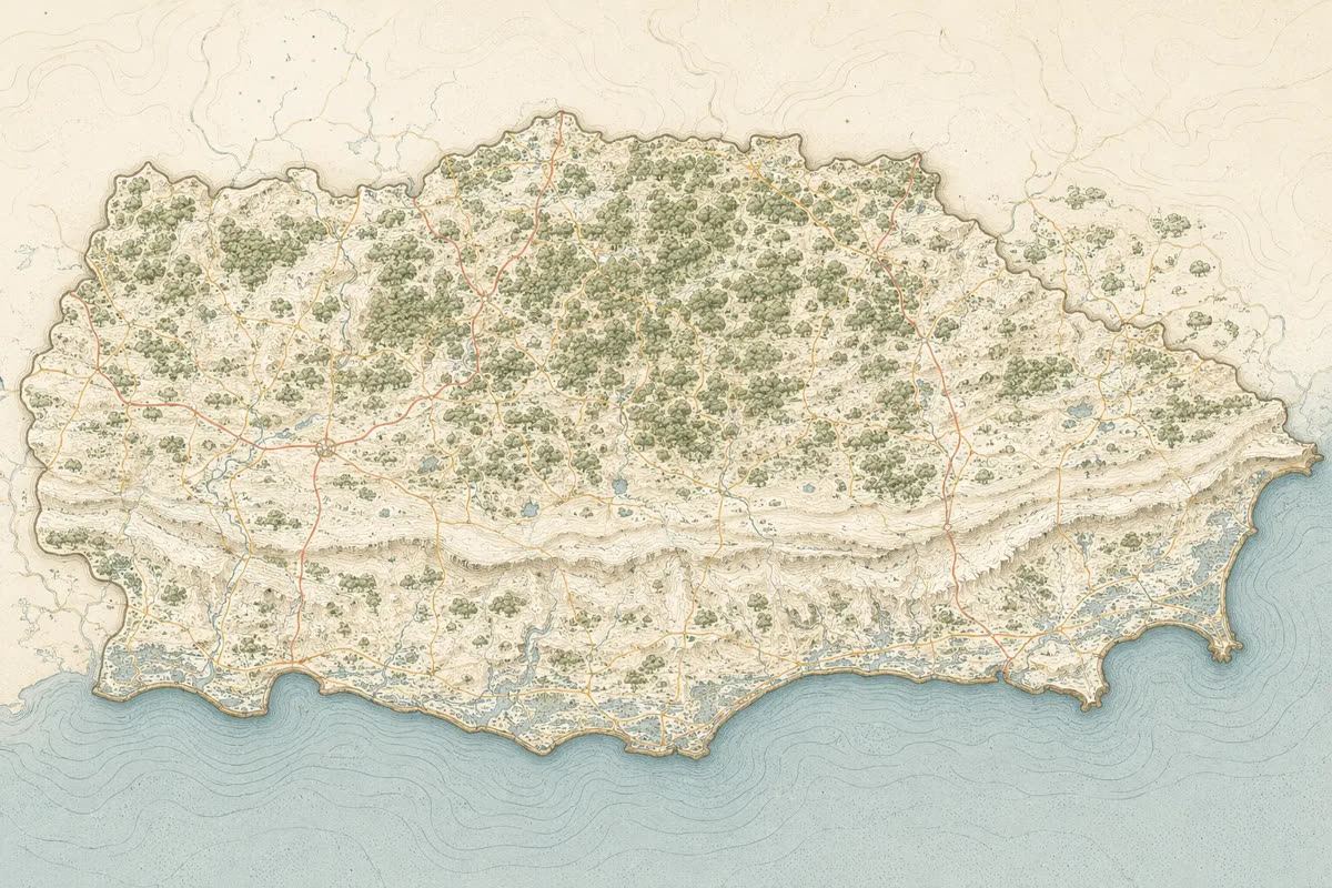 Map of East and West Sussex